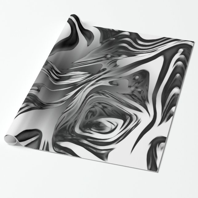 Papel De Presente Abstrato de Tinta Silver (Desenrolado)