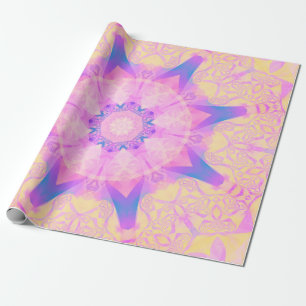 Papel De Presente Abstrato digital retro mandala. Flor brilhante. Be