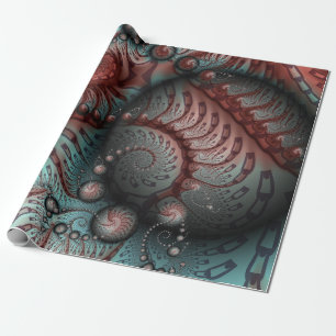Papel De Presente Abstrato Fantasy Fractal Art Balls Brown Blue