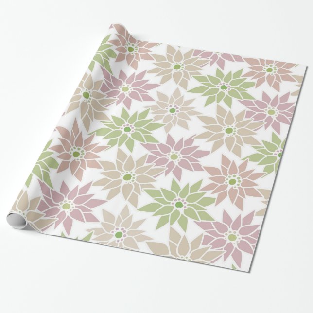 Papel De Presente Abstrato floral flores românticas desenho animado  (Desenrolado)