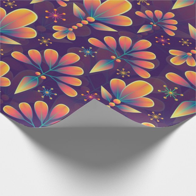 Papel De Presente Abstrato Floral Mauve Blue Pink Ocasião (Ponta)