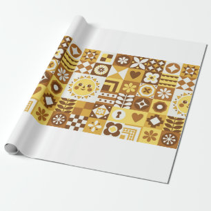 Papel De Presente Abstrato floral. Vintage Scandinavian e folk des