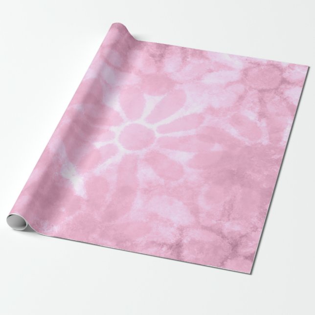 Papel De Presente Abstrato Floral Whimsic Flor Rosa Pastel (Desenrolado)