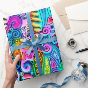 Papel De Presente Abstrato forma a arte 9 muito colorida