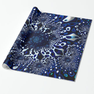Papel De Presente Abstrato Fractal fino de psychedélico azul