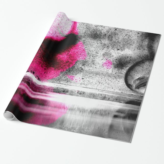 Papel De Presente Abstrato Fuchsia, Cinza e arte fotográfica em grão (Desenrolado)