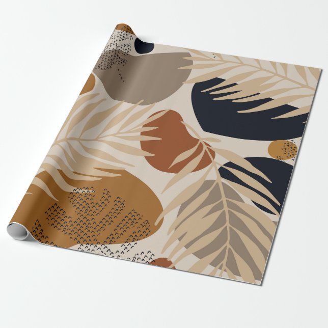 Papel De Presente Abstrato geométrica, formas naturais no mínimo nor (Desenrolado)