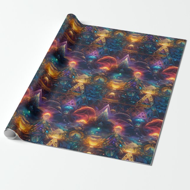 Papel De Presente Abstrato Geométrico Arco-íris (Desenrolado)