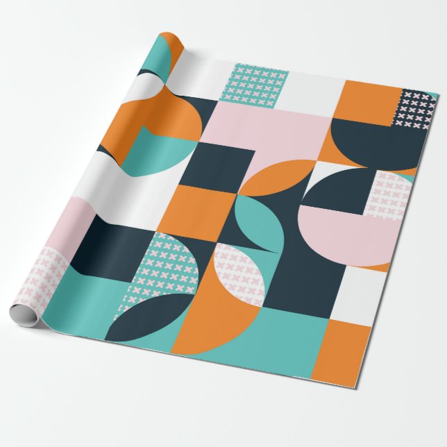 Papel De Presente Abstrato geométrico com quadrados, triângulo (Desenrolado)
