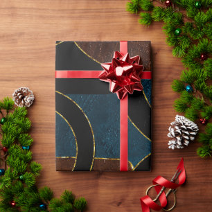 Papel De Presente Abstrato Geométrico Dourado Folha da Largura  