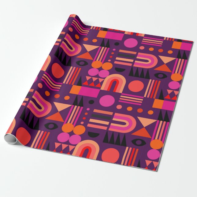 Papel De Presente Abstrato geométrico sem soldadura com formas de (Desenrolado)