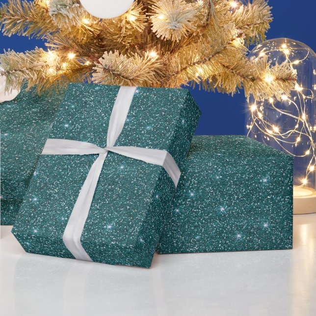 Papel De Presente Abstrato Green Sparkle Glitter Natal (Feriados)