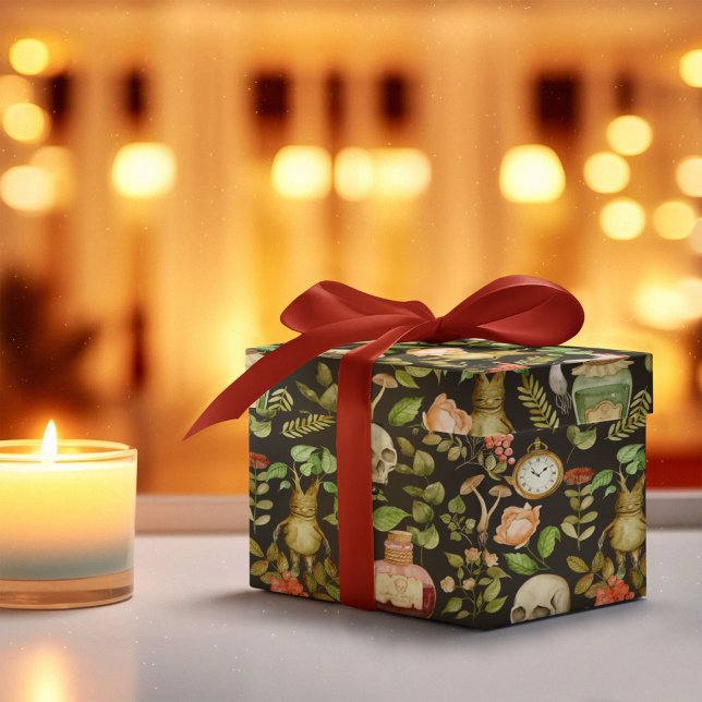 Papel De Presente Abstrato Halloween do Flor do Cogumelo da Planta d (Criador carregado)