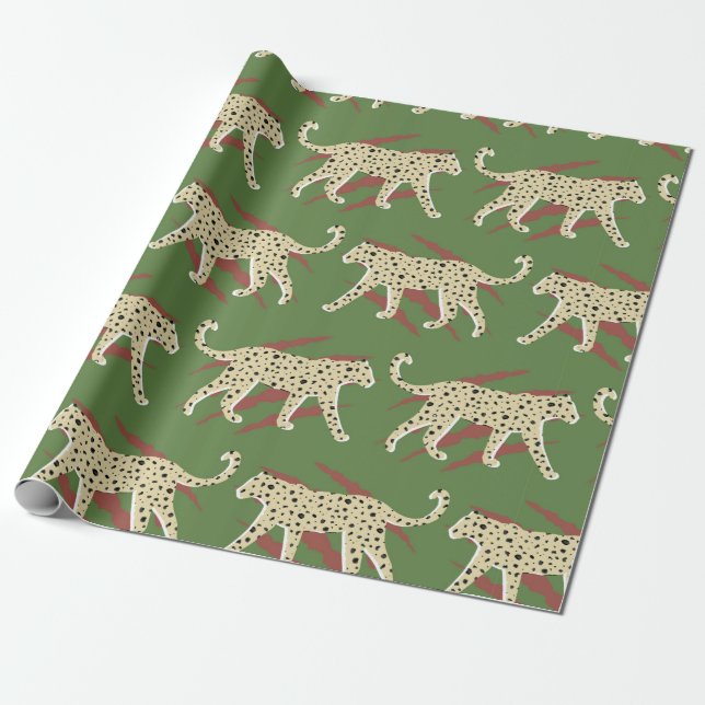 Papel De Presente Abstrato Leopardo-Leopardo-Desenho-Mão com Sk Anim (Desenrolado)