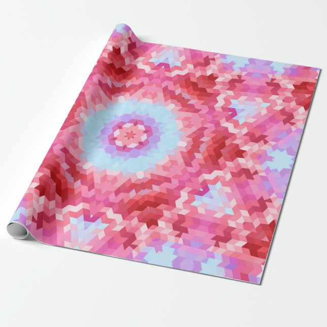 Papel De Presente Abstrato mandala kaleidoscope em formas redondas (Desenrolado)