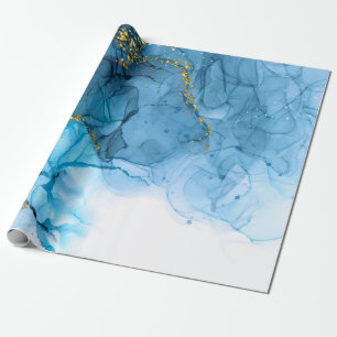 Papel De Presente Abstrato Marble Azul