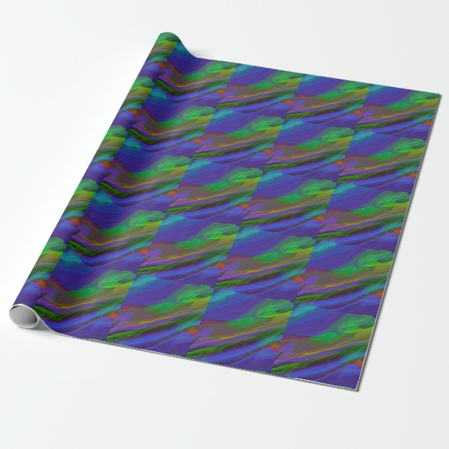 Papel De Presente Abstrato Marble - Exemplo Colorido (Desenrolado)