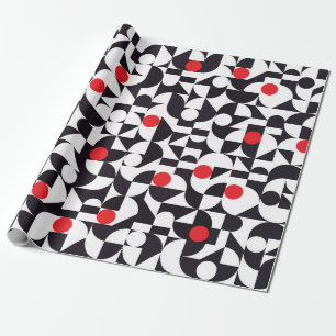 Papel De Presente Abstrato mínimo preto e branco geométrico e cor