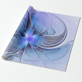 Papel De Presente Abstrato Modern Fractal Art Lavanda Azul