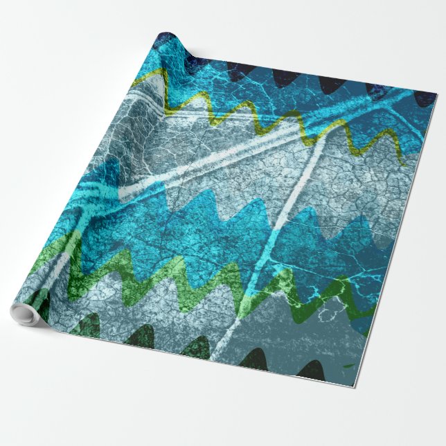 Papel De Presente Abstrato Modern Leaf Pastel (Desenrolado)