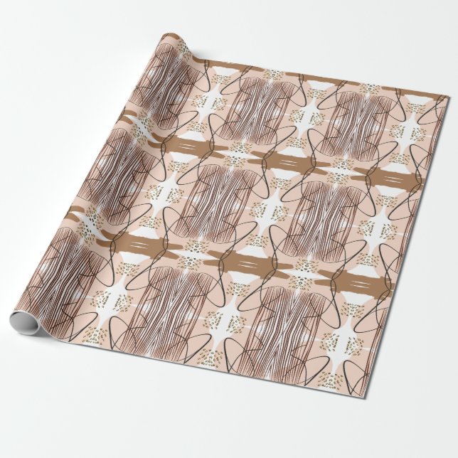 Papel De Presente Abstrato Modern Terthy Terracotta Boho (Desenrolado)