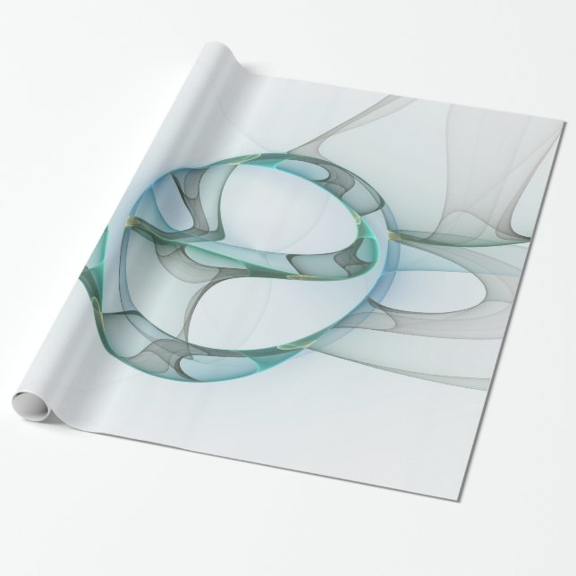 Papel De Presente Abstrato moderna Cinza azul-turquesa (Desenrolado)