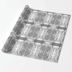 Papel De Presente Abstrato Moderno Monotone Black and White Boho