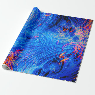 Papel De Presente Abstrato Molten Liquid Saphire Blue e Orange