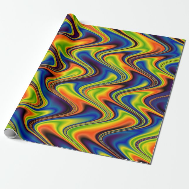 Papel De Presente Abstrato Multicolorido Ondulado (Desenrolado)