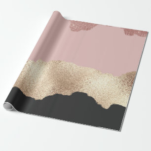 Papel De Presente Abstrato-Negra-Cinza-Brilhante-Dourada-rosa