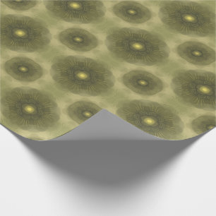 Papel De Presente Abstrato Olive Green Flower Padrão Sem Costura