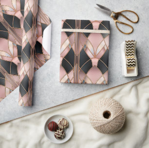 Papel De Presente Abstrato preto Dourado Rosa