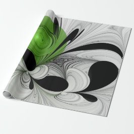 Papel De Presente Abstrato preto e branco com arte frontal verde