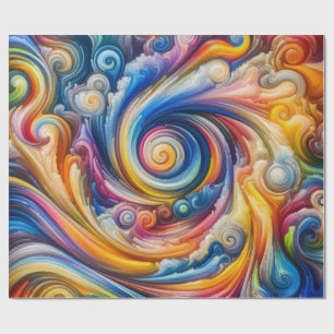 Papel De Presente Abstrato Rainbow Swirl