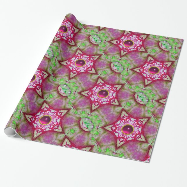 PAPEL DE PRESENTE ABSTRATO RED PINK PURPLE FUCHSIA COMEÇA COM GEMS (Desenrolado)