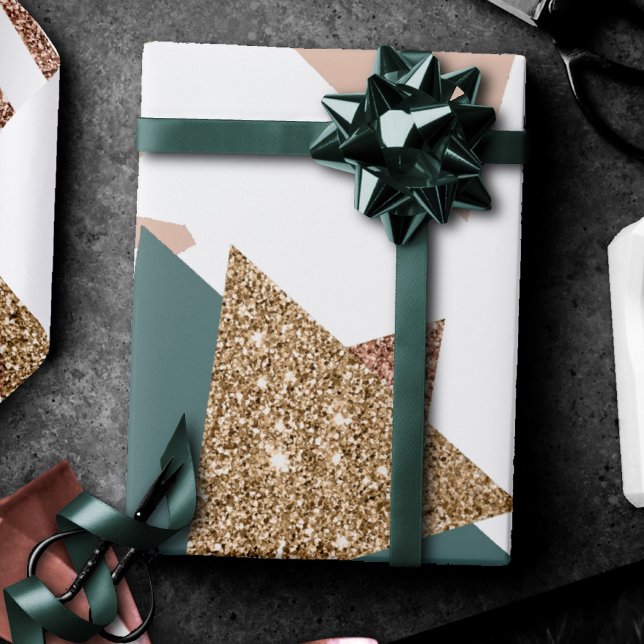 Papel De Presente abstrato retroativo 80s | Paleta verde e Dourada d (Criador carregado)