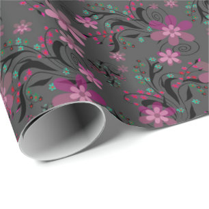 Papel De Presente Abstrato retrorreflector sem costura flores violet