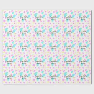 Papel De Presente Abstrato rosa azul amarelo formas crianças anivers