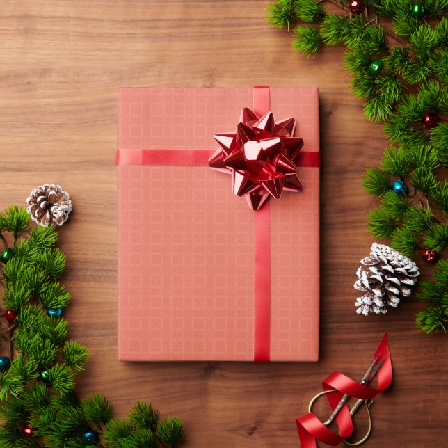 Papel De Presente Abstrato Salmão Vintage (Presente de Natal)