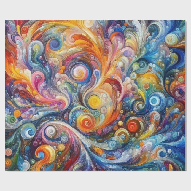Papel De Presente Abstrato Swirl Color Art (Aberto)