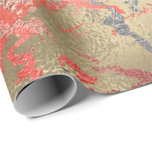 Papel De Presente Abstrato Urbano de Cobre de Mármore Dourado Rosa