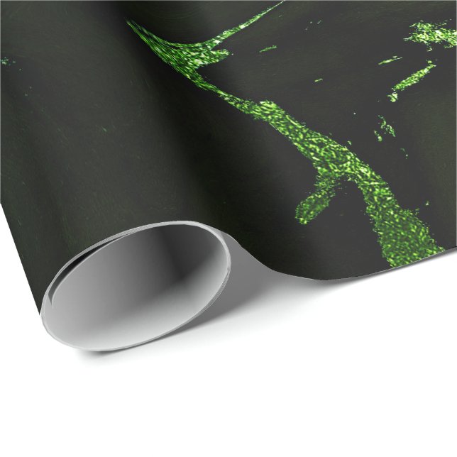 Papel De Presente Abstrato Verde de Deep Earth Marble Cali Emerald (Ponta do rolo)