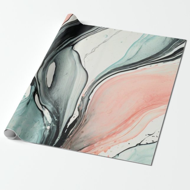 Papel De Presente Abstrato Watercolor Black Line (Desenrolado)