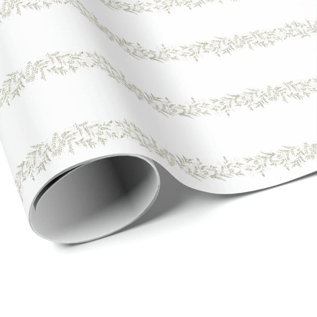 Papel De Presente abundância de natal folhagem botânica elegante (Ponta do rolo)