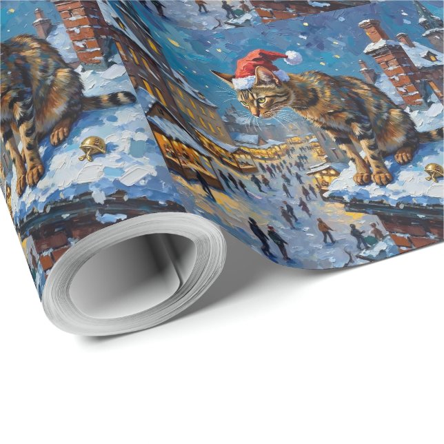 Papel De Presente Abyssinian Cat Christmas Market Spy Holiday (Ponta do rolo)