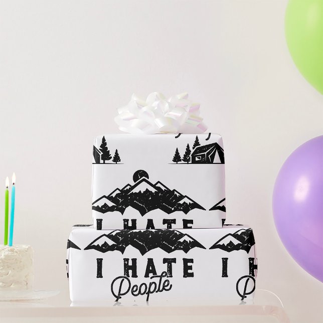 Papel De Presente Acampamento antissocial engraçado Odeio Pessoas (Criador carregado)