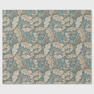 Papel De Presente Acanthus Azul & rosa artesãos William Morris