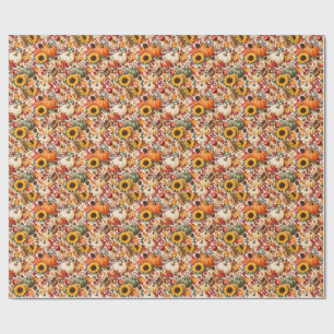 Papel De Presente Ação de Graças Colheita Outono Abóbora aquarela