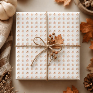 Papel De Presente Ação de Graças - Design de Queda do Pastel Pumpkin