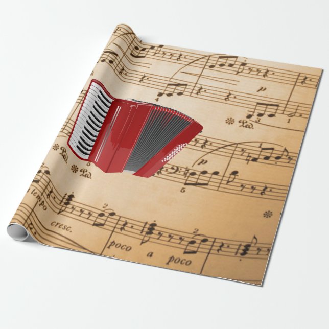 Papel De Presente Accordion Music, design popular (Desenrolado)